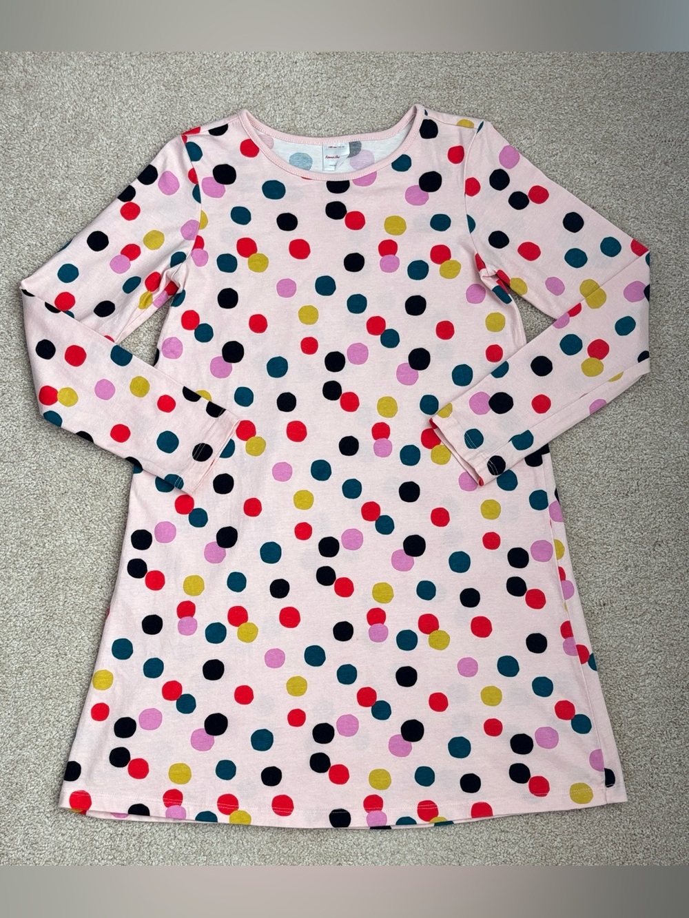 Hanna Andersson petal pink holiday print confetti dot dress, size 10 (140)